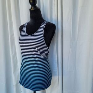 Pink Victoria's Secret Tank Top Shirt Women's S. Striped Racerback Blue White